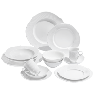 Starter-Set, 14-tlg. für 2 Personen, Form "Wellenspiel Relief", Weiß