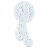 Tree decoration, Angel with flute, Medals white, H 6,5 cm