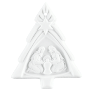 Tree decoration, Christmas tree with Mary and Joseph, Medals white, H 5,5 cm