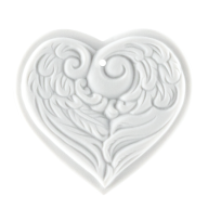 Tree decoartion, winged heart, medium, Medals white, H 4,4 cm