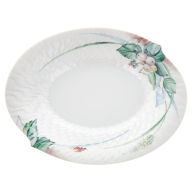 Serving dish, small, Shape "Waves Relief", Woodland flora with insects, white rim, L 18 cm