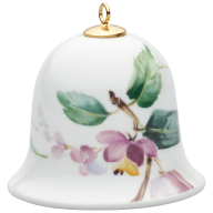 Miniatur-Glocke, Waldflora mit Insekten, Pfaffenhütchen, weißer Rand, H 5 cm