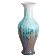 Vase blau-gelb, Kristallglasur, H 80 cm