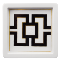 Platte, Form "MEISSEN® Cosmopolitan", Royal Palace, schwarz mit goldener Kontur, weißer Rand, 9 x 9 cm