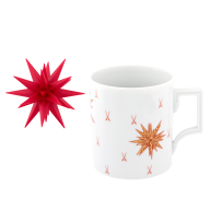 Herrnhuter®-Set, 2-tlg., Herrnhuter® Miniaturstern rot inkl. Netzgerät, LED-Leuchtmittel, Henkelbecher, Form "Berlin", Herrnhuter