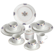 Kaffee-Set, 14-tlg. für 4 Personen, Noble Blue, Zwiebelkante