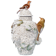 Vase mit Schneeballblüten, H 29 cm