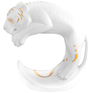 Chinesisches Tierkreiszeichen Tiger, Gold staffiert, H 11,5 cm
