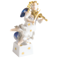 Engel mit Geige, Bunt und gold staffiert, H 9,5 cm