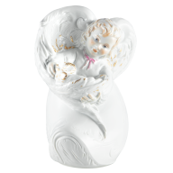 Christmas angel with tealight holder, Coloured with gold, H 18 cm