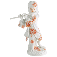 Affenkapelle Flötist, Bunt staffiert, Royal Palace, rot mit gold, H 14,5 cm