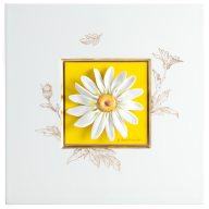 Wandbild mit Margeritenblüte, Gelber Fond, Sign. H. Bretschneider, H 23 cm