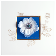 Wandbild mit Anemonenblüte, Blauer Fond, Sign. H. Bretschneider, H 23 cm