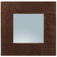 Spiegel, "Die 4 Elemente", Rotes Feinsteinzeug, Limitierte Meisterwerke, 46 x 46 cm