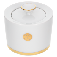 Zuckerdose, Form "No 41", Swords Luxury Gold, Schwertermedaillion, Goldband, H 7,5 cm