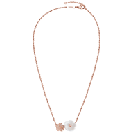 Collier Royal Blossom Pavé,  750 Roségold, Länge 45 cm plus 1 Öse bei 42 cm, 32 Brillanten 0,18 ct VS, fw, Vollschliff Gut