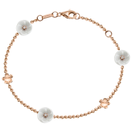 Armband Royal Blossom Bouquet, 750 Roségold, 5 Blüten S/XS, 3 Porzellanblüten S, 3 Brillanten 0,06 ct, TW, VSI, Vollschliff Gut, 2