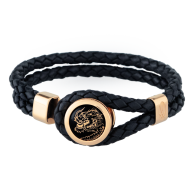 Lederarmband Glücksdrache, 925 Silber gelb vergoldet