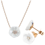 Set Royal Blossom Basic Ohrstecker & Collier, 750 Roségold