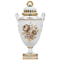 Deckelvase "Blumenbukett", sepia, H 31 cm