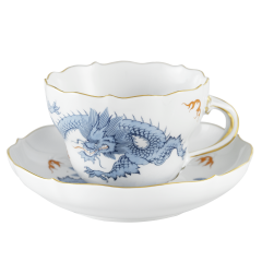 Cappuccinotasse, Form "Neuer Ausschnitt", Ming-Drache, blau, V 0,25 l