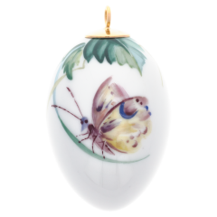 Osterei, Waldflora mit Insekten, Falter, H 5 cm