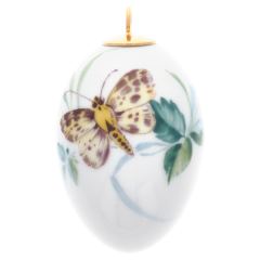 Osterei, Waldflora mit Insekten, Schmetterling, H 5 cm