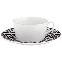 Cappuccinotasse, Form "MEISSEN® Cosmopolitan", Royal Palace, schwarz mit goldener Kontur, weißer Rand, V 0,3 l