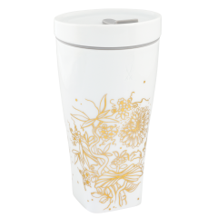 Coffee to go Becher mit Porzellandeckel, Form "Nova", "Golden Onion Style", V 0,35 l