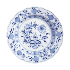 Vorspeise- und Dessertteller, Form "Neuer Ausschnitt", Zwiebelmuster, kobaltblau, weißer Rand, Ø 20 cm