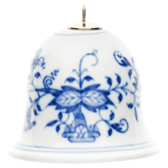 Miniatur-Glocke, Zwiebelmuster, kobaltblau, weißer Rand, H 5 cm