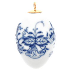 Osterei, Zwiebelmuster, kobaltblau, weißer Rand, H 5 cm