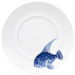 Gourmetteller, flach, Form "MEISSEN® Cosmopolitan", "Blue Treasures", Fisch, Ø 28,5 cm