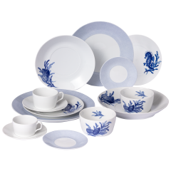 Starter-Set, 14-tlg. für 2 Personen, Form "MEISSEN® Cosmopolitan", Blue Treasures & Mesh blau
