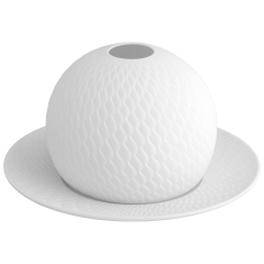 Windlicht, Wellenspiel, Form "Wellenspiel Relief", Biskuit Weiß, H 8,5 cm