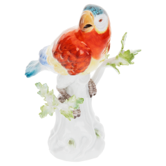 Vogel Papagei, Bunt staffiert, H 16 cm