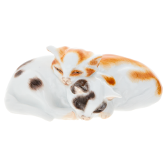 Katzengruppe, Bunt staffiert, H 4,5 cm