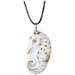 Anhänger "Gold" Halbrelief Seepferd, 3,5 x 1,8 cm