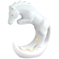 Chinesisches Tierkreiszeichen Pferd, Gold staffiert, H 13 cm