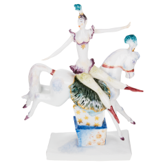 Zirkus Reiterin, Bunt und gold staffiert