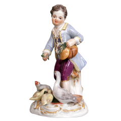 Knabe mit Gänse, Bunt und gold staffiert