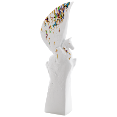 Pegasos, Bunt und gold staffiert, H 42 cm