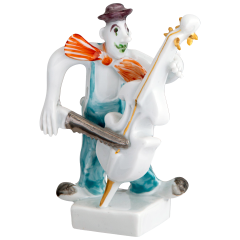 Band of Clowns Clown on Double Bass, Coloured, with platinum, 7 cm