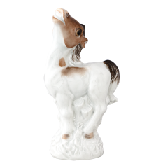 Chin. Jahrestier Pferd, Bunt und gold staffiert, leicht, H 13,5 cm