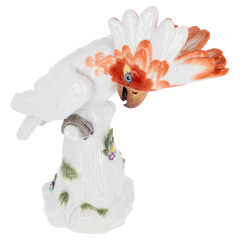 Vogel Kakadu, Vintage, Bunt staffiert, H 25 cm