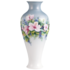 Vase mit Belag, Hibiskusblüten, H 46 cm