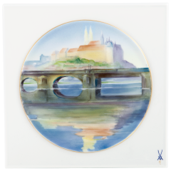 Wandbild "Meißen-Impression", im Stile J.R. Hentschel, lim., 25,5 x 25,5 cm