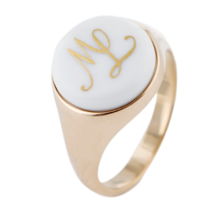 Siegelring rund mit Monogramm (2 Buchstaben) in Gold, 54 mm, 925 Silber rosé vergoldet