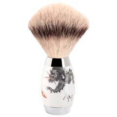 Mühle Edition Meissen, shaving brush with silvertip badger, porcellain handle, Ming Dragon, monogram, H 12,8 cm