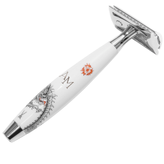 Mühle Edition Meissen, Safety Razor, porcelain handle, Ming Dragon, monogram, H 11,7 cm